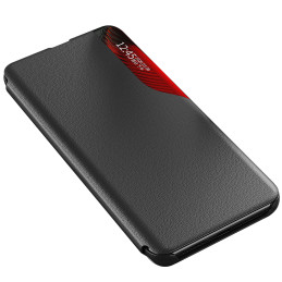 Eco Leather View Case dėklas, skirtas Xiaomi Redmi Note 12 Pro / Poco X5 Pro 5G su atverčiamu stovu juodas