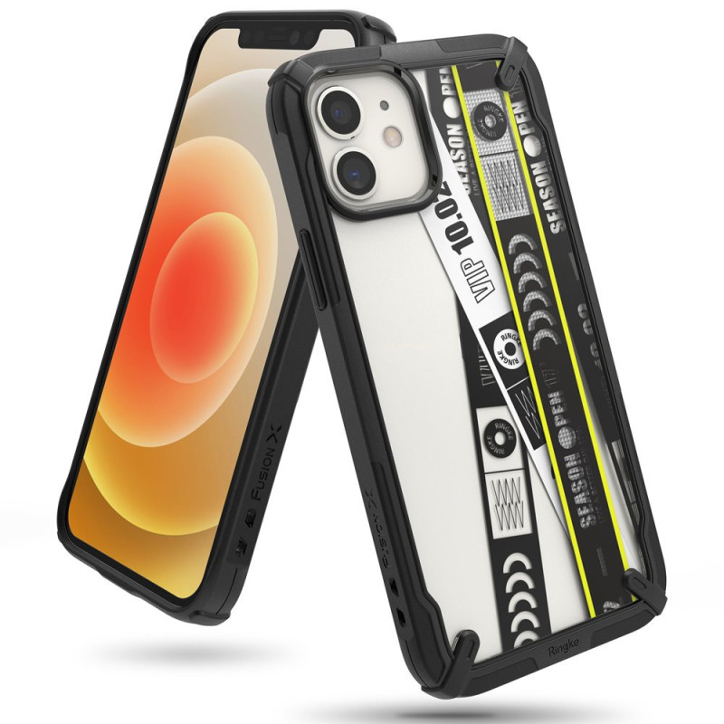 Ringke Fusion X Design šarvuotas dėklas su rėmeliu iPhone 12 mini black (Ticket band) (XDAP0018)