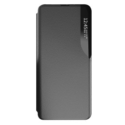 Eco Leather View Case dėklas Samsung Galaxy A24 4G su atverčiamu stovu, juodas