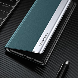 Sleep Case Pro dėklas, skirtas Xiaomi Redmi Note 12 Pro+ su atvartu, mėlynas stovas