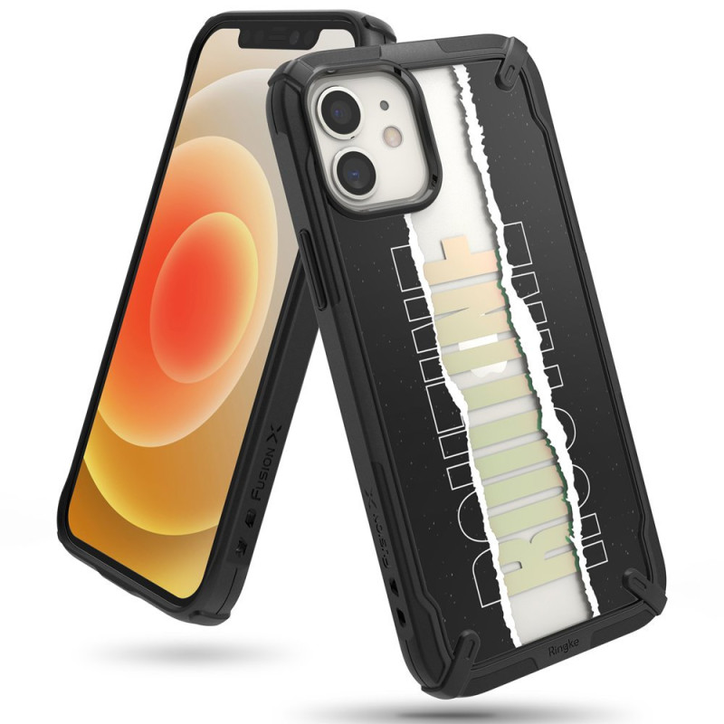 Ringke Fusion X Design dėklo šarvuotas dangtelis su rėmeliu iPhone 12 mini black (Rutine) (XDAP0020)