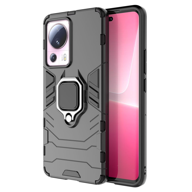 Ring Armor dėklas Xiaomi 13 Lite šarvuotu dangteliu magnetinis laikiklis žiedas juodas