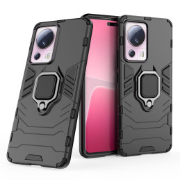 Ring Armor dėklas Xiaomi 13 Lite šarvuotu dangteliu magnetinis laikiklis žiedas juodas