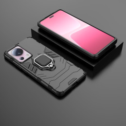Ring Armor dėklas Xiaomi 13 Lite šarvuotu dangteliu magnetinis laikiklis žiedas juodas