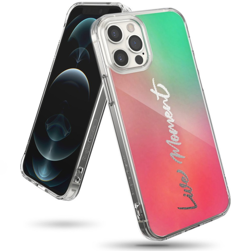 Ringke Fusion Design Armored Case Cover su geliniu rėmeliu iPhone 12 Pro Max rožinė-žalia (GNAP0028)