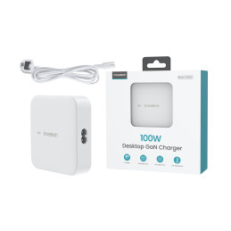 Choetech PD8008 100W GaN greitas įkroviklis 2x USB-A / 2x USB-C - balta