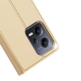 Dux Ducis Skin Pro dėklas, skirtas Xiaomi Redmi Note 12 Pro+ Flip Cover kortelės piniginės stovas auksinis