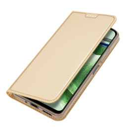 Dux Ducis Skin Pro dėklas, skirtas Xiaomi Redmi Note 12 5G / Poco X5 5G Flip Cover kortelės piniginės stovas auksinis
