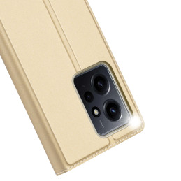 „Dux Ducis Skin Pro“ dėklas, skirtas „Xiaomi Redmi Note 12“ atverčiamas dangtelis kortelės piniginės stovas auksinis