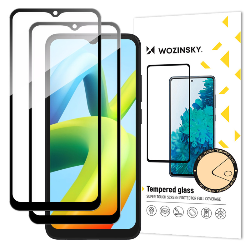 Wozinsky Full Glue grūdintas stiklas 2x grūdintas stiklas, skirtas Xiaomi Redmi A2 / Redmi A1 9H viso ekrano su juodu rė...