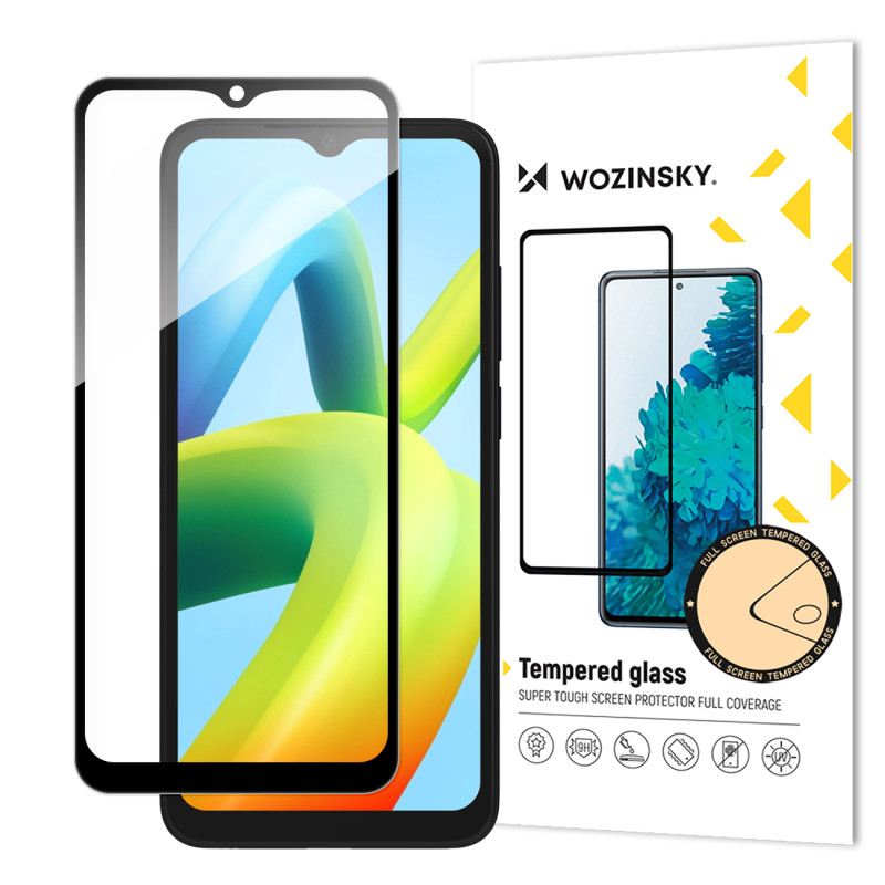 Wozinsky Full Glue grūdintas stiklas viso ekrano grūdintas stiklas, skirtas Xiaomi Redmi A2 / Redmi A1 9H su juodu rėmel...