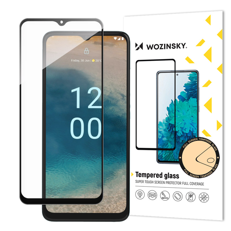 Wozinsky Full Glue grūdintas stiklas viso ekrano grūdintas stiklas, skirtas Nokia G22 9H su juodu rėmeliu
