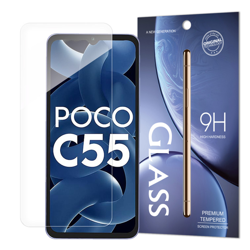 Standartinis grūdinto stiklo vokas grūdintas stiklas, skirtas Xiaomi Redmi 11A / Poco C55 / Redmi 12C 9H