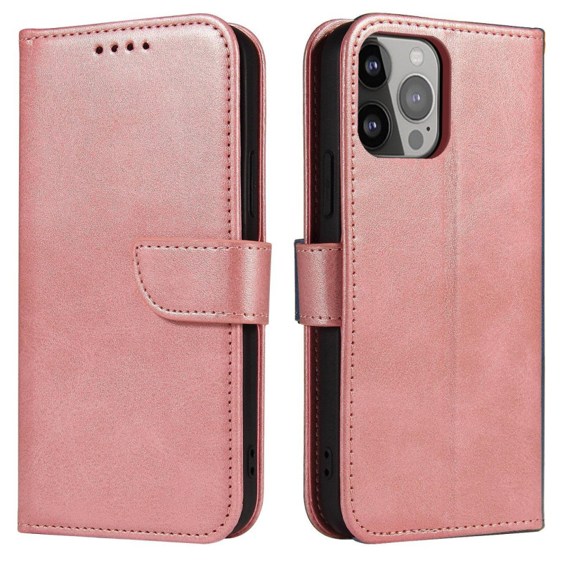 Magnetinis dėklas, skirtas Xiaomi Redmi Note 12 5G / Poco X5 5G dangteliu su apverčiamu piniginės stovu, rožinė