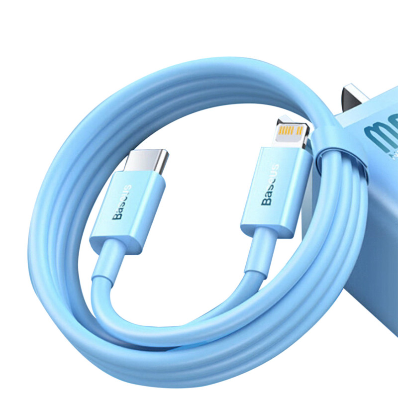 Baseus CAYS001903 Lightning – USB-C PD laidas 20W 480Mb/ s 1m – mėlynas