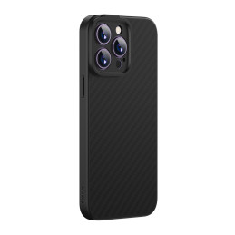 Šarvuotas dėklas iPhone 14 Pro Max, suderinamas su MagSafe, grūdintas stiklas Baseus Synthetic Fiber - juodas