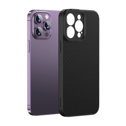 Šarvuotas dėklas iPhone 14 Pro, suderinamas su MagSafe, grūdintas stiklas Baseus Synthetic Fiber - juodas