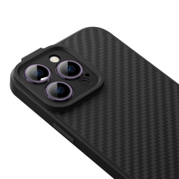 Šarvuotas dėklas iPhone 14 Pro, suderinamas su MagSafe, grūdintas stiklas Baseus Synthetic Fiber - juodas