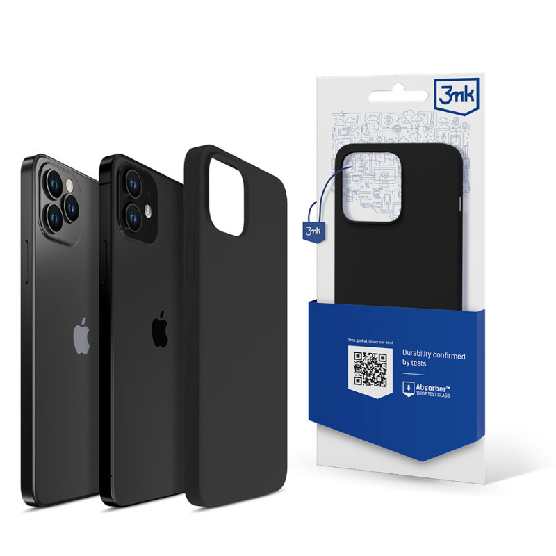 3mk silikoninis dėklas, skirtas iPhone 12 / iPhone 12 Pro - juodas