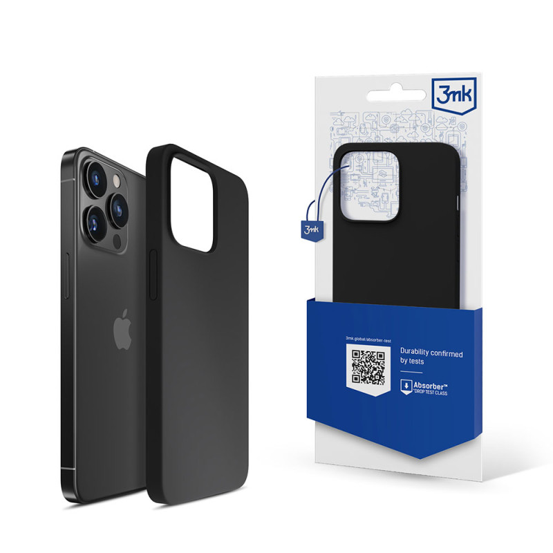 3mk silikoninis dėklas, skirtas iPhone 14 Pro – juodas
