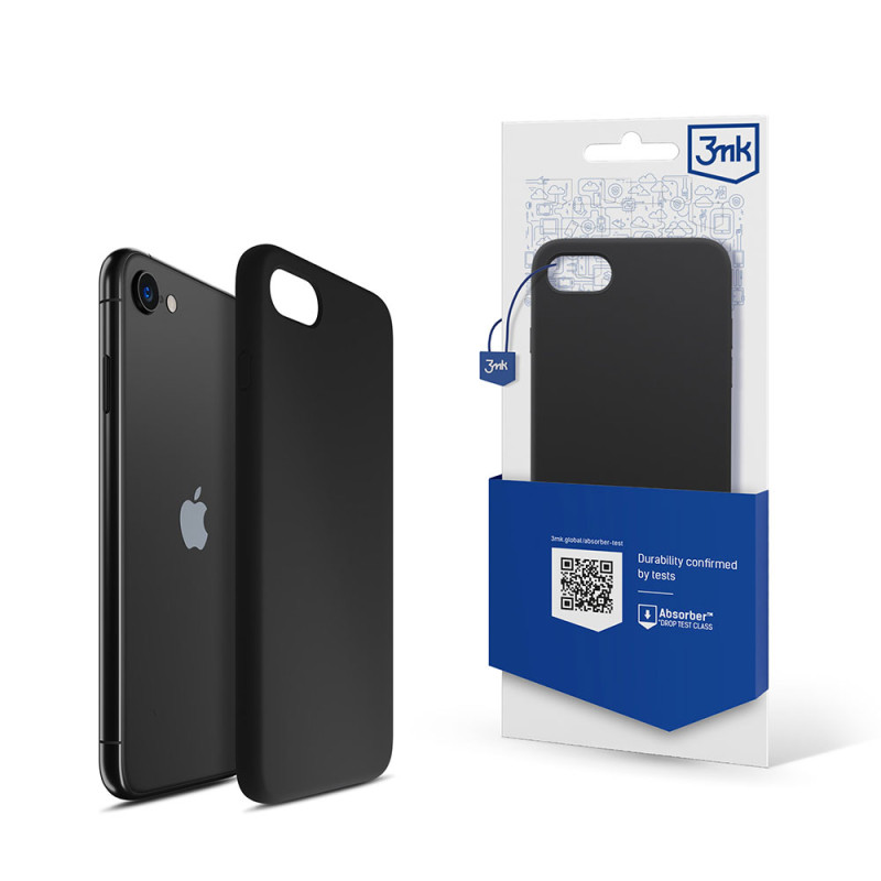 3mk silikoninis dėklas, skirtas iPhone 7 / 8 / SE 2020 / SE 2022 – juodas