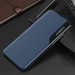 Elegantiškas Eco Leather View Case dėklas su atverčiamu dangteliu ir stovo funkcija, skirta Samsung Galaxy A72 4G mėlyna...