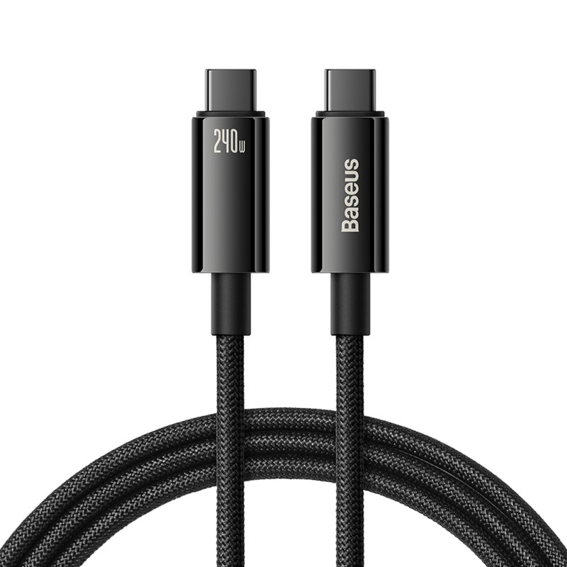 Baseus CAWJ040101 USB-C – USB-C laidas 240W 480Mb/ s 2m – juoda ir pilka