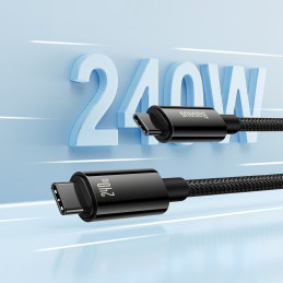Baseus CAWJ040101 USB-C – USB-C laidas 240W 480Mb/ s 2m – juoda ir pilka