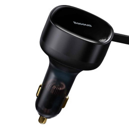 2in1 automobilinis įkroviklis 33W 2x USB C (vyriškas) Baseus Enjoyment - juodas