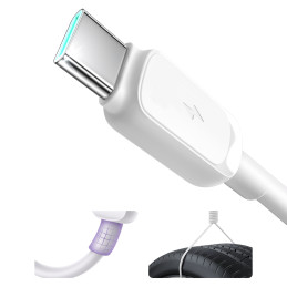 Joyroom Multi-Color Series A14 USB-A / USB-C 3A kabelis 1,2 m - baltas