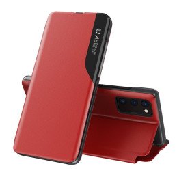 Eco Leather View Case elegantiškas dėklas su atvartu ir stovo funkcija, skirta Samsung Galaxy A72 4G red