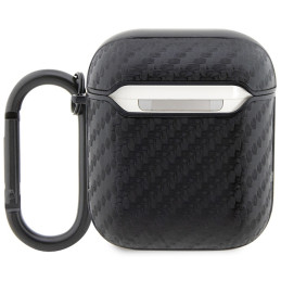 BMW Carbon Double Metal Logo dėklas, skirtas AirPods 1/ 2 - juodas