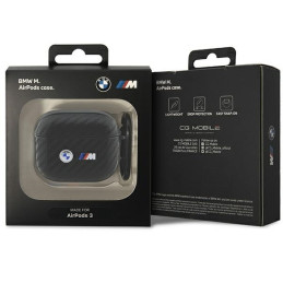 BMW Carbon Double Metal Logo dėklas, skirtas 3 kartos AirPods - juodas