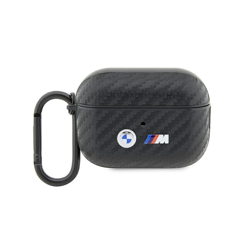 BMW Carbon Double Metal Logo dėklas, skirtas AirPods Pro 2nd gen - juodas