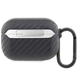BMW Carbon Double Metal Logo dėklas, skirtas AirPods Pro 2nd gen - juodas