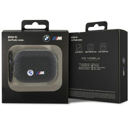 BMW Carbon Double Metal Logo dėklas, skirtas AirPods Pro 2nd gen - juodas