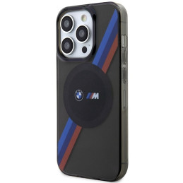 BMW Tricolor Stripes MagSafe dėklas iPhone 14 Pro - pilkas