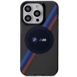 BMW Tricolor Stripes MagSafe dėklas iPhone 14 Pro - pilkas