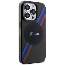 BMW Tricolor Stripes MagSafe dėklas iPhone 14 Pro - pilkas