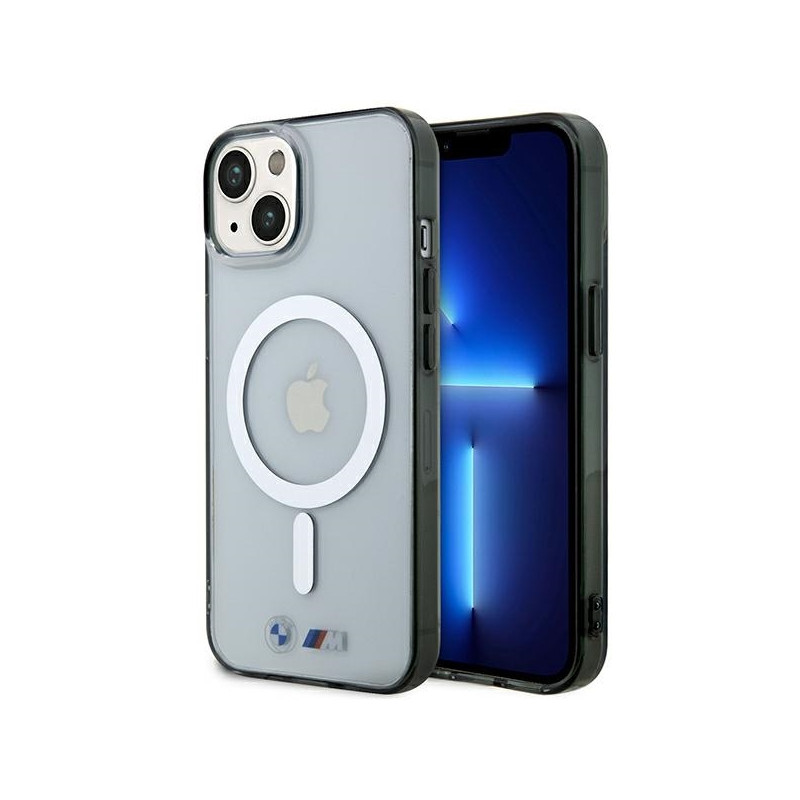 BMW Silver Ring MagSafe dėklas iPhone 14 - skaidrus