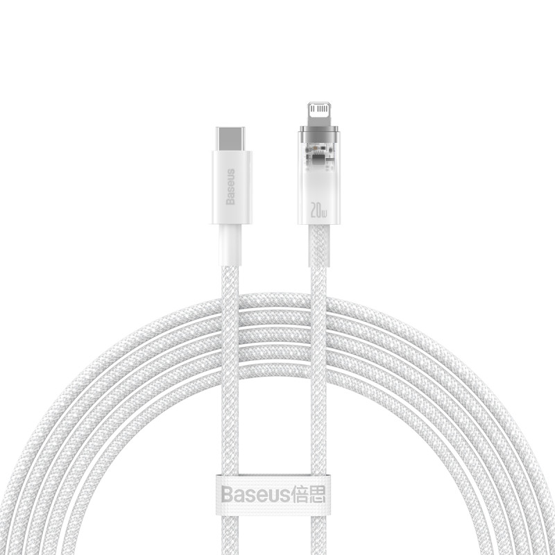 Baseus CATS010302 Lightning – USB-C laidas 20W 480Mb/ s 2m – baltas