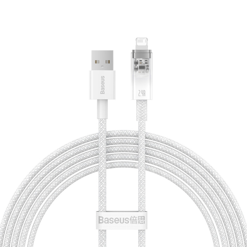 „Baseus Explorer“ serijos USB kabelis – „Lightning 2,4A“ 2 m baltas (CATS010102)