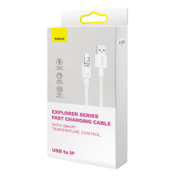 „Baseus Explorer“ serijos USB kabelis – „Lightning 2,4A“ 2 m baltas (CATS010102)