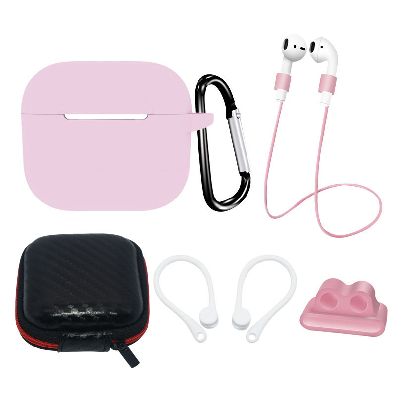 AirPods 3 silikoninio dėklo rinkinys + dėklas / ausies kabliukas / kaklo dirželis / laikrodžio dirželio laikiklis / kara...
