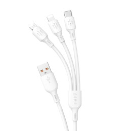 Dudao L8A-3in1 USB-A - USB-C / mikro USB / Lightning kabelis 480Mb/ s 1,2m - baltas