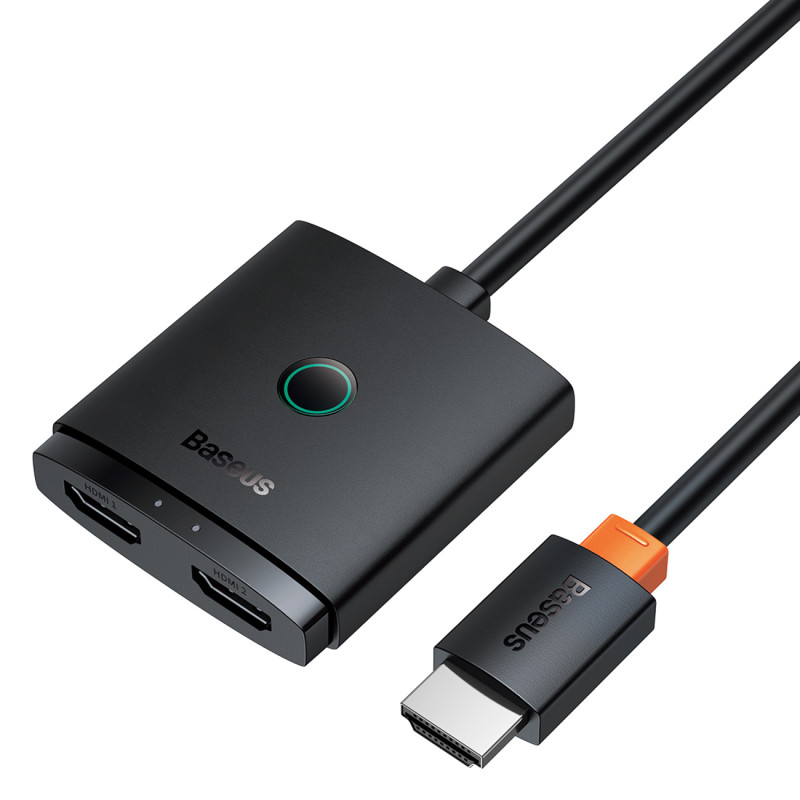 2in1 4K 60Hz dvikryptis HDMI adapteris su įmontuotu Baseus AirJoy 1m kabeliu – juodas