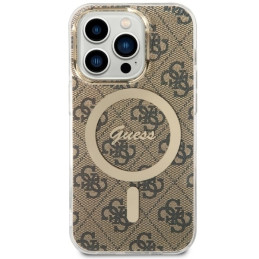 Guess 4G MagSafe dėklas iPhone 14 Pro - rudas