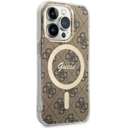 Guess 4G MagSafe dėklas iPhone 14 Pro - rudas