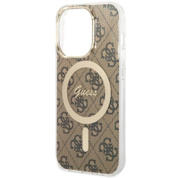 Guess 4G MagSafe dėklas iPhone 14 Pro - rudas