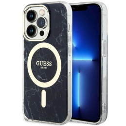 Guess Marble MagSafe dėklas iPhone 14 Pro - juodas
